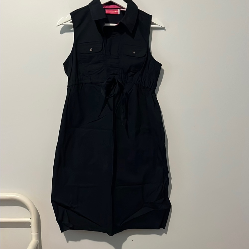 Liz Lange Black Ruched Tie Front Mini Sundress